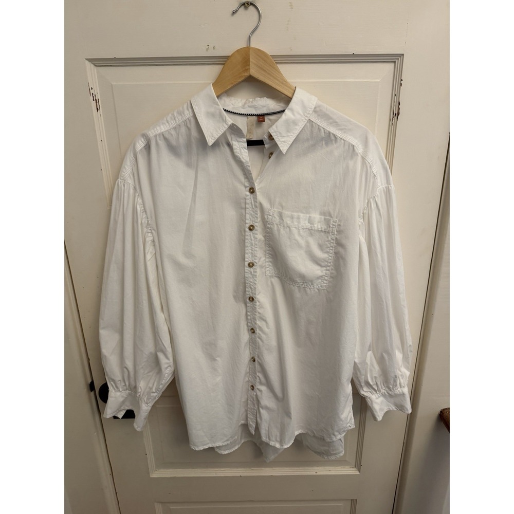 Anthropologie Pilcro Women's Oversized White Poplin Shirt Button-Up Size XS - Picture 7 of 10